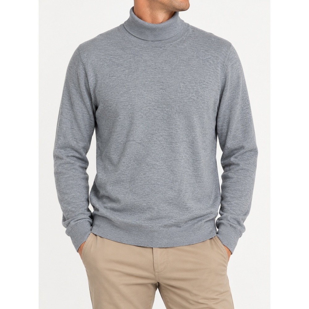 H&M Mens Slim Fit Turtleneck Sweater Gray Heather Knit XL NWT 0715025001